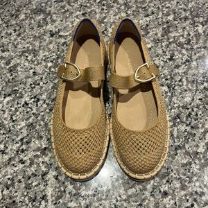 Rothy's Gold Woven Mary Jane Espadrilles